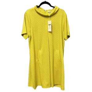 NWT Tyler Boe Jacquard Summer Shift Dress Yellow Lime Womens XL Retail $156